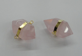 NGC260 18*30mm - 20*35mm faceted nuggets rose quartz connectors