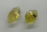 NGC261 18*30mm - 20*35mm faceted nuggets lemon quartz connectors