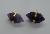 NGC262 18*30mm - 20*35mm faceted nuggets amethyst connectors