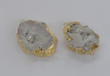 NGC267 35*45mm - 40*50mm freeform plated druzy agate connectors