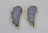 NGC322 16*35mm - 18*38mm wing-shaped agate gemstone connectors