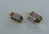 NGC339 15*20mm - 18*25mm faceted nuggets rose quartz connectors