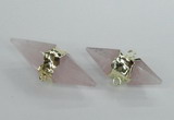 NGC347 18*30mm - 15*45mm faceted bicone rose quartz connectors