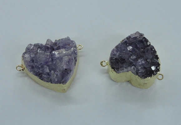 NGC370 23*25mm - 30*32mm heart druzy amethyst gemstone connectors