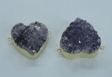 NGC371 33*35mm - 38*40mm heart druzy amethyst gemstone connectors