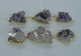 NGC375 20*25mm - 25*30mm freeform druzy amethyst connectors