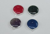 NGC384 18mm flat round agate gemstone connectors wholesale