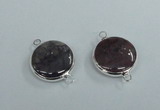 NGC385 18mm flat round agate gemstone connectors wholesale