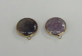 NGC391 18mm flat round agate gemstone connectors wholesale