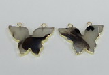 NGC405 30*40mm butterfly agate gemstone connectors wholesale