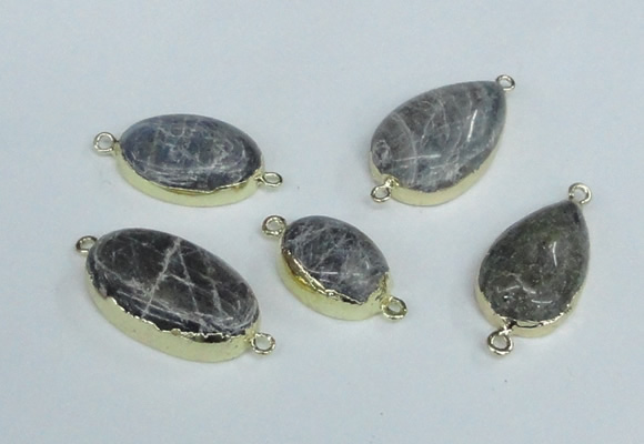 NGC417 15*20mm - 18*25mm freeform labradorite gemstone connectors