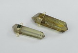 NGC422 12*45mm - 15*50mm faceted nuggets lemon quartz connectors