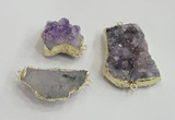 NGC438 20*25mm - 25*30mm freeform druzy amethyst gemstone connectors