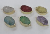 NGC476 20*30mm oval druzy agate gemstone connectors wholesale