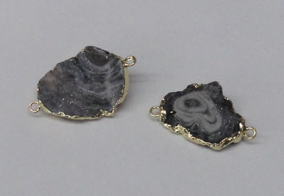 NGC485 15*25mm - 22*30mm freefrom plated druzy agate connectors