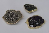 NGC487 25*35mm - 40*45mm freefrom plated druzy agate connectors