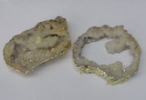 NGC492 45*55mm - 55*65mm freefrom plated druzy agate connectors