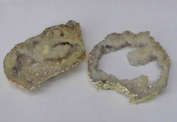 NGC492 45*55mm - 55*65mm freefrom plated druzy agate connectors