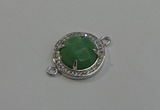 NGC5020 20mm flat round green aventurine with rhinestone connectors