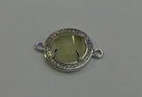 NGC5023 20mm flat round lemon quartz with rhinestone connectors