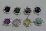 NGC5025 20mm flat round mixed gemstone connectors wholesale