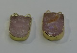 NGC5026 20*35mm - 25*40mm freeform rose quartz connectors