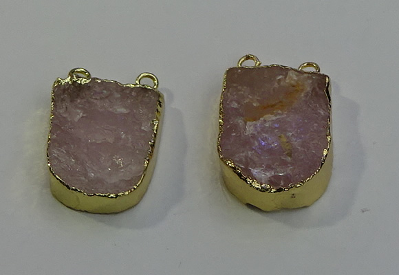 NGC5026 20*35mm - 25*40mm freeform rose quartz connectors