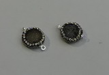 NGC5043 12mm - 14mm flat round druzy agate with rhinestone connectors