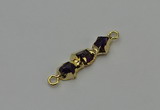 NGC5057 10*25mm - 10*35mm freeform amethyst gemstone connectors