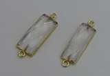 NGC5075 12*30mm - 15*35mm faceted rectangle white crystal connectors