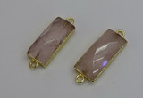 NGC5077 12*30mm - 15*35mm faceted rectangle rose quartz connectors