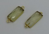 NGC5078 12*30mm - 15*35mm faceted rectangle lemon quartz connectors