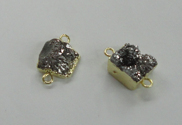 NGC508 8*10mm - 12*14mm freeform plated druzy agate connectors