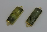 NGC5080 12*30mm - 15*35mm rectangle green rutilated quartz connectors