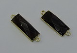 NGC5081 12*30mm - 15*30mm faceted rectangle smoky quartz connectors