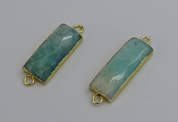 NGC5082 12*30mm - 15*35mm faceted rectangle amazonite connectors