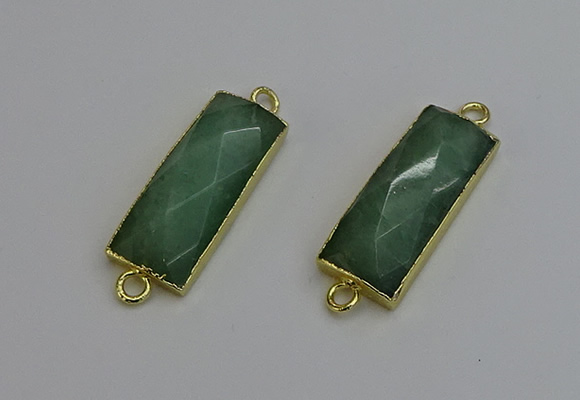 NGC5084 12*30mm - 15*35mm faceted rectangle green aventurine connectors