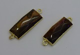 NGC5086 12*30mm - 15*35mm faceted rectangle yellow tiger eye connectors