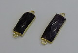 NGC5088 12*30mm - 15*35mm faceted rectangle amethyst connectors