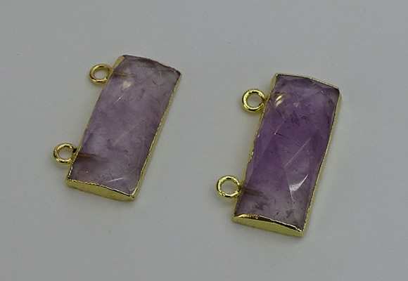 NGC5097 12*30mm - 15*35mm faceted rectangle light amethyst connectors