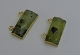 NGC5100 12*30mm - 15*35mm rectangle green rutilated quartz connectors