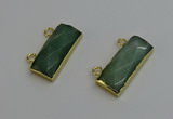 NGC5104 12*30mm - 15*35mm faceted rectangle green aventurine connectors