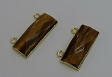 NGC5106 12*30mm - 15*35mm faceted rectangle yellow tiger eye connectors