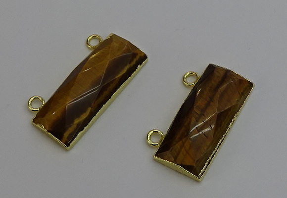 NGC5106 12*30mm - 15*35mm faceted rectangle yellow tiger eye connectors