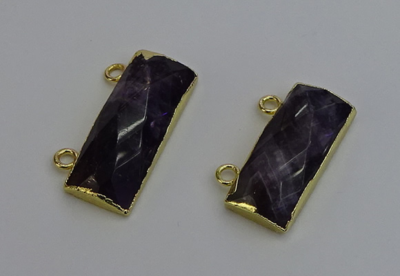 NGC5108 12*30mm - 15*35mm faceted rectangle amethyst connectors