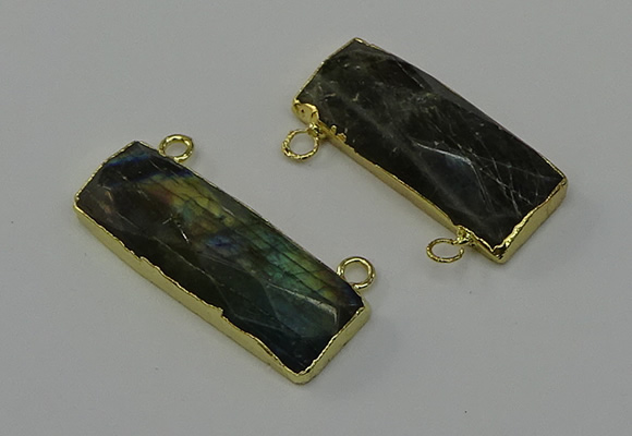 NGC5109 12*30mm - 15*30mm faceted rectangle labradorite connectors