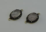 NGC5126 16*20mm oval rose quartz gemstone connectors wholesale