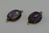 NGC5127 16*20mm oval amethyst gemstone connectors wholesale