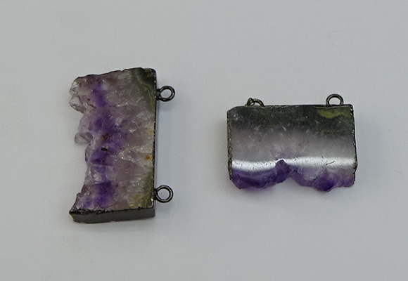 NGC5182 20*35mm - 22*40mm freeform druzy amethyst connectors