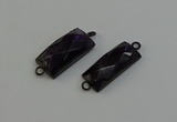 NGC5199 12*30mm - 15*30mm faceted rectangle amethyst connectors